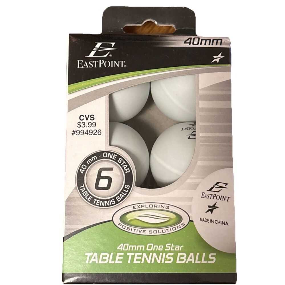 1 Box of 6 EastPoint 1-Star Recreational Table Tennis Balls 40mm White NEW